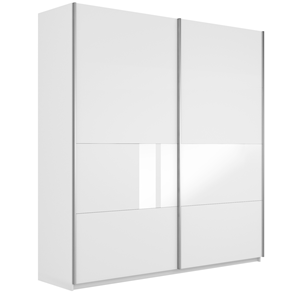Шкаф 2-х дверный Широкий Прайм (ДСП / Белое стекло) 2200x570x2300, Белый снег в Нальчике
