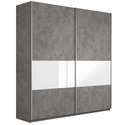 Шкаф Широкий Прайм (ДСП / Белое стекло) 2200x570x2300, Бетон в Нальчике - изображение