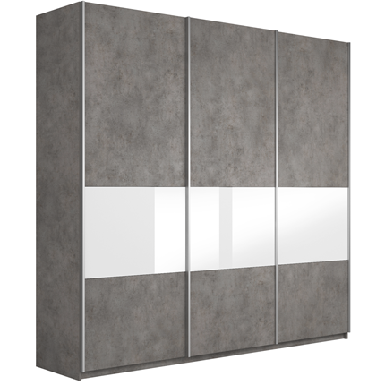 Шкаф Широкий Прайм (ДСП / Белое стекло) 2400x570x2300, Бетон в Нальчике - изображение