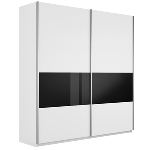 Шкаф 2-створчатый Широкий Прайм (ДСП / Черное стекло) 2200x570x2300, Белый снег в Нальчике