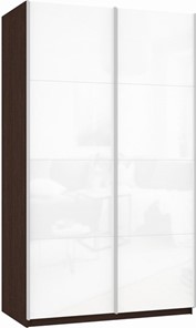 Шкаф 2-х дверный Прайм (Белое стекло/Белое стекло) 1600x570x2300, венге в Нальчике