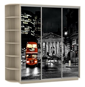 Шкаф 3-дверный Экспресс, со стеллажом, 2700х600х2200, Ночной Лондон/шимо светлый в Нальчике