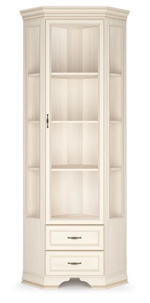 Угловой шкаф-витрина Сиена, Бодега белый / патина золото в Нальчике - изображение