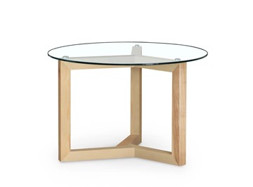 Столик круглый Оникс-8, Натуральный массив/Прозрачное стекло в Нальчике