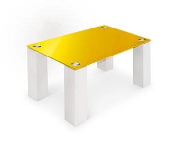 Журнальный столик Колизей-8, белый/желтое стекло в Нальчике