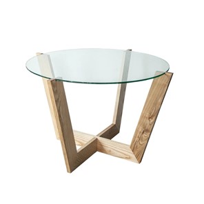 Круглый столик Оникс-10, Натуральный массив/Прозрачное стекло в Нальчике - предосмотр