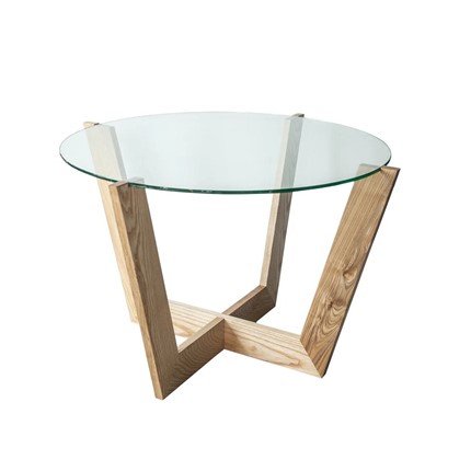 Круглый столик Оникс-10, Натуральный массив/Прозрачное стекло в Нальчике - изображение