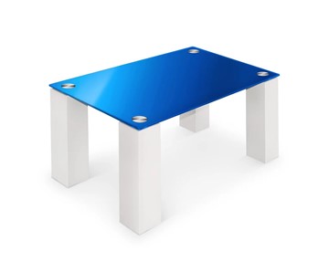 Журнальный столик Колизей-8, белый/синее стекло в Нальчике