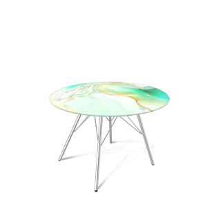 Круглый столик SHT-S37 / SHT-TT32 60 стекло/МДФ (лазурно голубой/хром лак) в Нальчике