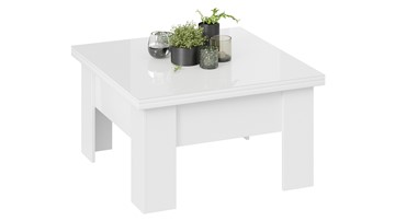 Квадратный столик Glance тип 1 (Белый/Стекло белый глянец) в Нальчике