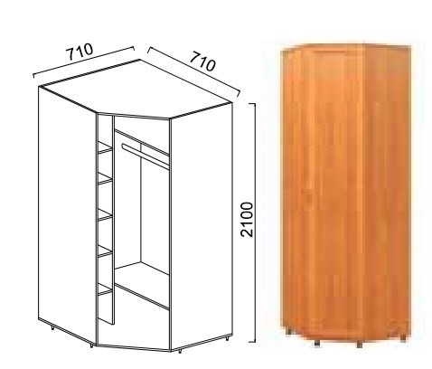 Угловой шкаф Александра-1, ПР-1, шимо светлый, МДФ с кожзамом в Нальчике - изображение