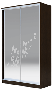 Шкаф 2-х дверный 2400х1682х420 два зеркала, "Бабочки" ХИТ 24-4-17-66-05 Венге Аруба в Нальчике