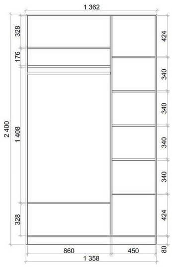 Шкаф 2400х1362х620 с двумя зеркалами ХИТ 24-14-55 Венге Аруба в Нальчике - изображение 2