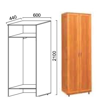 Шкаф двухдверный Александра-1, ПР-2, шимо светлый, МДФ с кожзамом в Нальчике - изображение