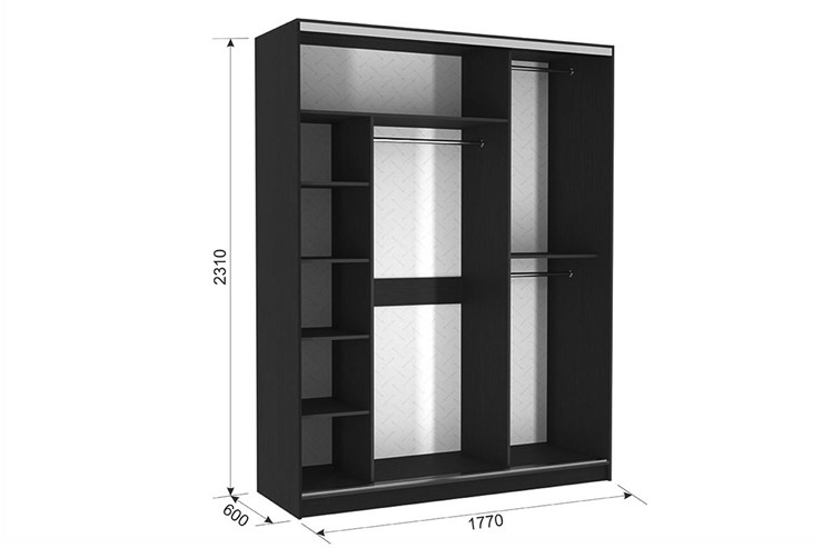 Шкаф 3-х дверный Бассо 1-600, Венге в Нальчике - изображение 2