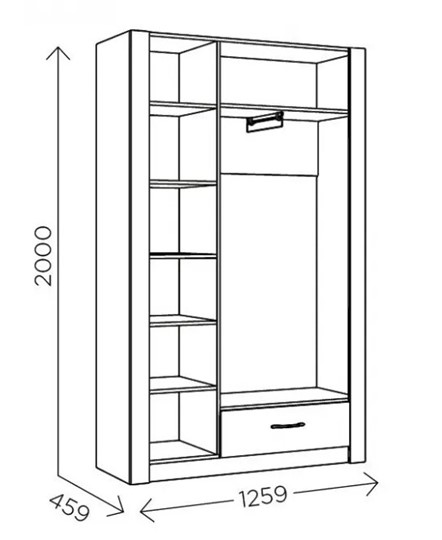 Шкаф гардеробный Ева 5 М2 дуб ирландский/белый матовый в Нальчике - изображение 2