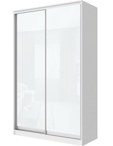 Шкаф 2-х створчатый Хит-22-4-14-22 с цветным стеклом, белое №10, Белый корпус в Нальчике
