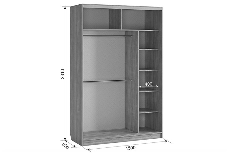Шкаф двухдверный Гранд 1-600, венге в Нальчике - изображение 2