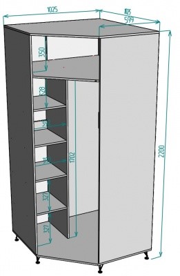 Распашной шкаф угловой Лофт H132, ДМ в Нальчике - изображение 1