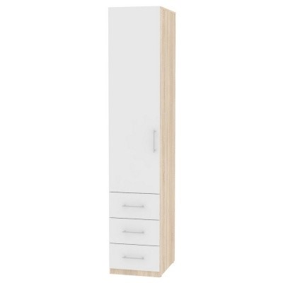 Шкаф одностворчатый Риал (H17) 230х45х45 ручка рейлинг, Белый/ДСС в Нальчике - изображение