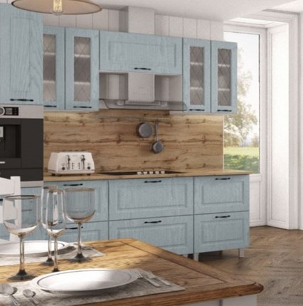 Кухонный гарнитур Грейвуд, деним светлый, вариант 3 в Нальчике - изображение