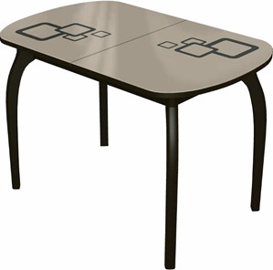 Раздвижной стол Ривьера мини дерево №1, Рисунок квадро (стекло молочное/коричневый/венге) в Нальчике - предосмотр