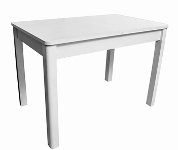 Кухонный стол раскладной Айсберг-07 СТ1, белое ЛДСП/стекло белое/прямые массив белый в Нальчике - предосмотр