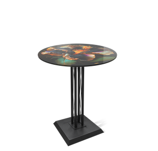 Барный стол SHT-TU6-BS2/H110 / SHT-TT32 80 стекло/МДФ (ночной цветок/черный) в Нальчике