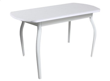 Кухонный стол ПГ-06 ЛДСП, белый ЛДСП/32 гнутые крашеные металл белый в Нальчике