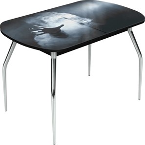 Раздвижной стол Ривьера исп.2 хром №5 (Exclusive h165/черный) в Нальчике