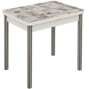 Обеденный раздвижной стол Бари хром №6 (Exclusive h102/белый) в Нальчике