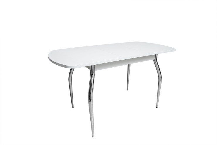 Кухонный раздвижной стол ПГ-02СТ белое/белое/крашенные фигурные в Нальчике - изображение 1