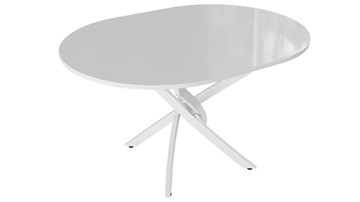 Раздвижной стол Diamond тип 3 (Белый муар/Белый глянец) в Нальчике - предосмотр 1