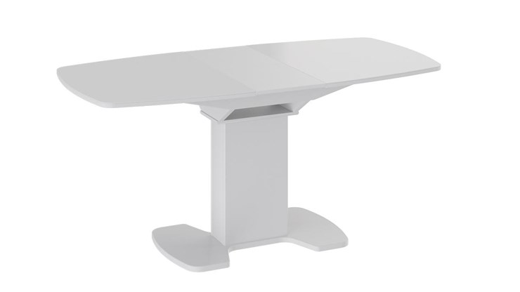 Обеденный раздвижной стол Портофино (СМ(ТД)-105.02.11(1)), цвет Белый глянец/Стекло белое в Нальчике - изображение 1