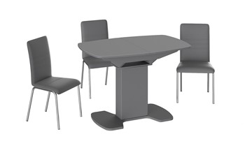 Обеденный раздвижной стол Портофино (СМ(ТД)-105.01.11(1)), цвет Серое/Стекло серое матовое LUX в Нальчике - предосмотр 2