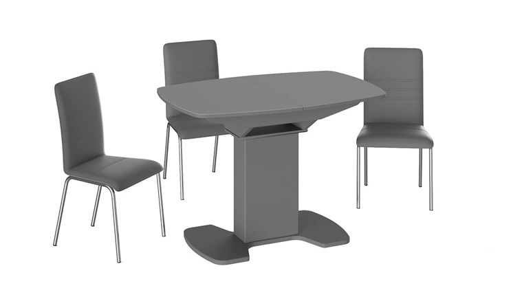 Обеденный раздвижной стол Портофино (СМ(ТД)-105.01.11(1)), цвет Серое/Стекло серое матовое LUX в Нальчике - изображение 2