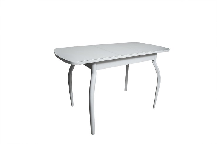 Кухонный стол раскладной ПГ-01СТ белое/белое/хром фигурные в Нальчике - изображение 1