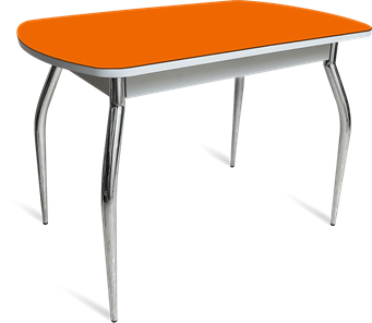 Кухонный обеденный стол ПГ-04 СТ белое/оранжевое/хром фигурные в Нальчике - предосмотр