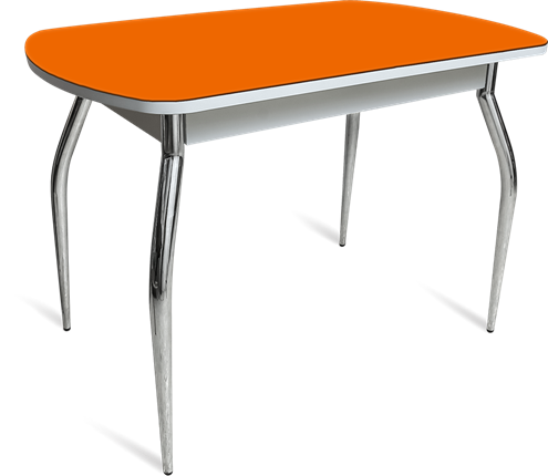 Кухонный обеденный стол ПГ-04 СТ белое/оранжевое/хром фигурные в Нальчике - изображение