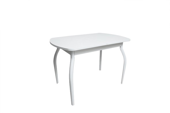 Кухонный раздвижной стол ПГ-02СТ белое/белое/крашенные фигурные в Нальчике - изображение