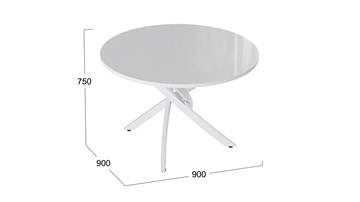 Стол кухонный Diamond тип 2 (Белый муар/Белый глянец) в Нальчике - предосмотр 1