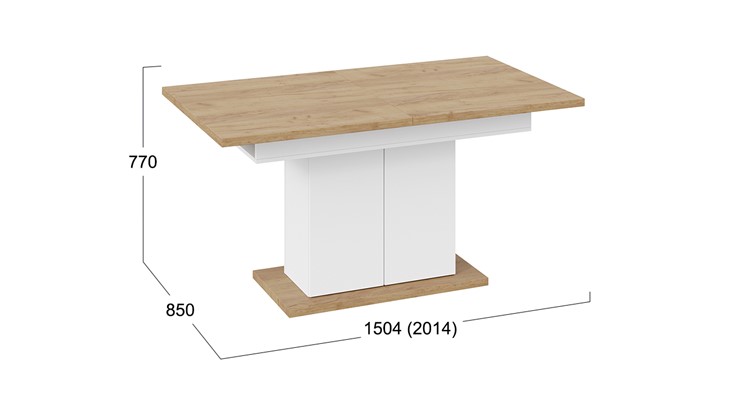 Обеденный раздвижной стол Детройт тип 1 (Белый/Дуб Крафт золотой) в Нальчике - изображение 7
