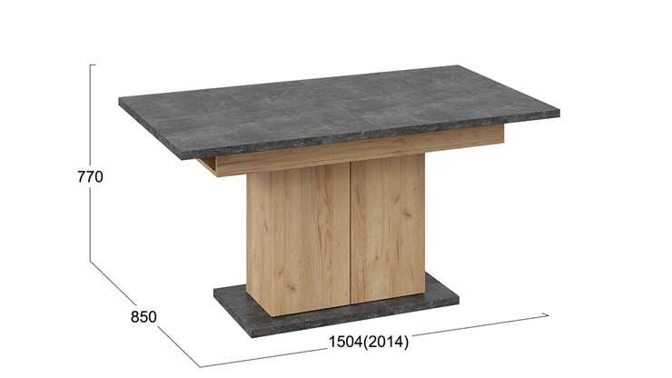 Кухонный стол раскладной Детройт тип 1 (Дуб Крафт золотой/Ателье) в Нальчике - изображение 4