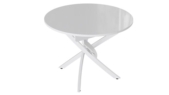 Раздвижной стол Diamond тип 3 (Белый муар/Белый глянец) в Нальчике - изображение