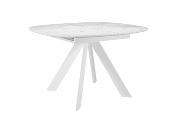 Кухонный раскладной стол DikLine BK100 Керамика Белый мрамор/подстолье белое/опоры белые в Нальчике