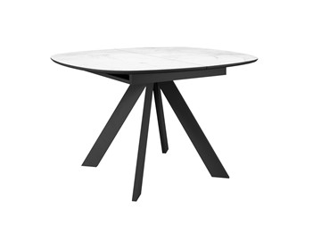 Кухонный раскладной стол DikLine BK100 Керамика Белый мрамор/подстолье черное/опоры черные в Нальчике