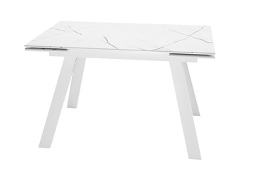 Кухонный раскладной стол DikLine DKL140 Керамика Белый мрамор/опоры белые (2 уп.) в Нальчике