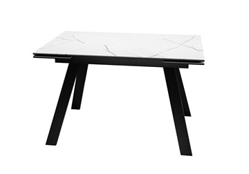 Кухонный раздвижной стол DikLine DKL140 Керамика Белый мрамор/опоры черные (2 уп.) в Нальчике