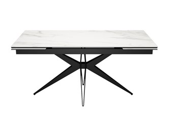 Раздвижной стол DikLine KW160 мрамор С41 (керамика белая)/опоры черные в Нальчике - предосмотр