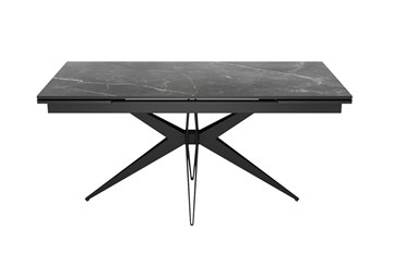 Кухонный стол раскладной DikLine KW160 мрамор С45 (керамика черная)/опоры черные в Нальчике